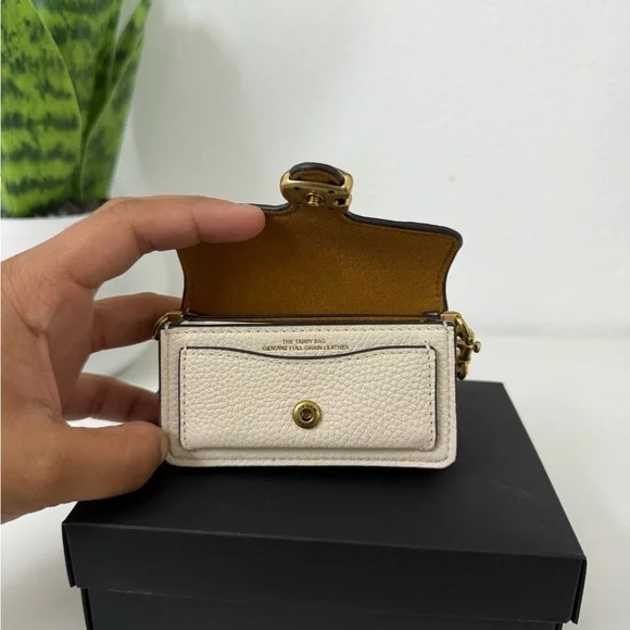 Coach Cream Pebble Leather Mini Top-Handle Bag with Gold C-Clasp
